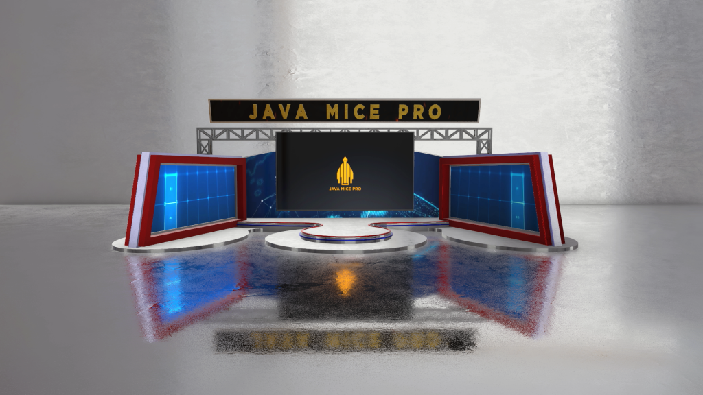 virtual stage | jasa desain virtual stage semarang | desain virtual stage | stage webinar | acara online | live streaming | broadcasting | java mice pro